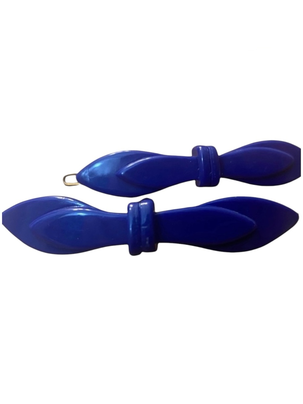 Vintage‎ 1960’s Bright Blue French Bow Barrettes, One Pair, New/Deadstock